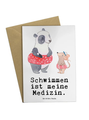 Mr. & Mrs. Panda Glückwunschkarte Otter Schwimmen mit Spruch in Weiß