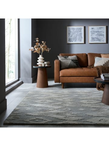 KADIMA DESIGN Wollteppich Ethno Ikat, Wohnzimmer in Blau