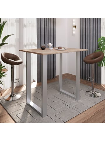 VCM  Holz Bartisch Stehtisch Xona 110x80 in Silber / Sonoma-Eiche