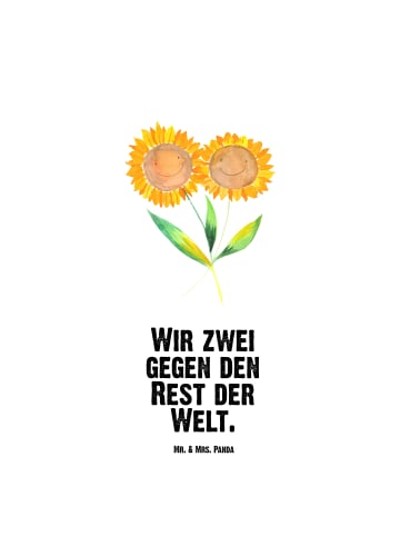 Mr. & Mrs. Panda Thermosflasche Blume Sonnenblume mit Spruch in Weiß