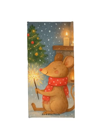Mr. & Mrs. Panda Badehandtuch Maus Weihnachten Design ohne Spruch in Eisblau