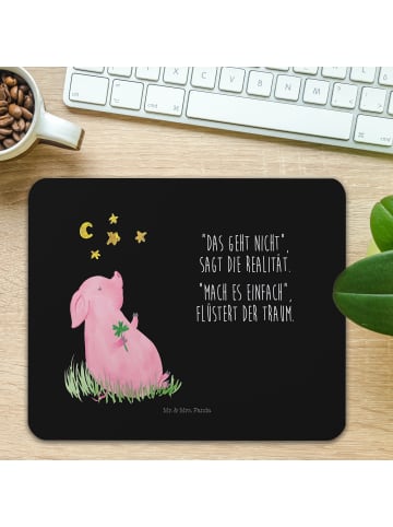 Mr. & Mrs. Panda Mousepad Schwein Glück mit Spruch in Schwarz