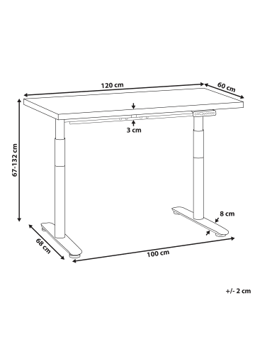 Beliani Höhenverstellbarer Schreibtisch DESTINAS in Braun/Schwarz