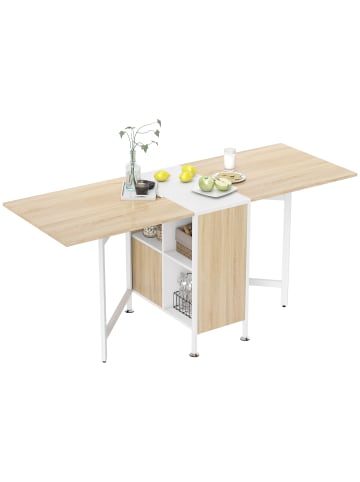 HOMCOM Beistelltisch in Natur & Weiß 169L x 60B x 75H cm