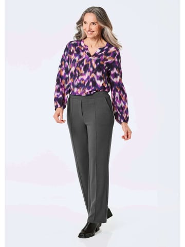 GOLDNER Weite Stoffhose VERA mit Biesen in grau / melange