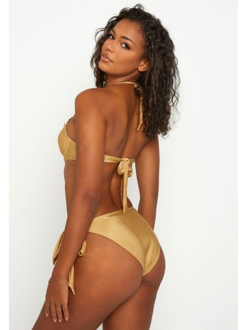 Moda Minx Bikini Hose Amour seitlich gebunden in Gold Shimmer