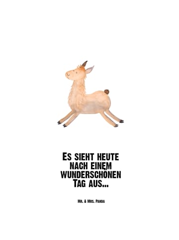 Mr. & Mrs. Panda Wasserflasche Lama Springen mit Spruch in Weiß