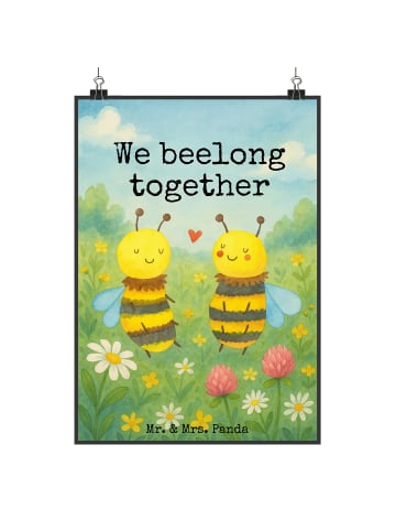 Mr. & Mrs. Panda Poster Biene Verliebt Design mit Spruch in Weiß