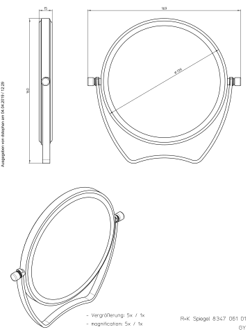 Frasco Reisespiegel mit 5-fach-Vergrößerung, Ø 140 mm