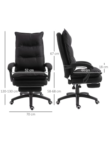 Vinsetto Bürostuhl mit Massagefunktion-70B x 62T x 120-130H cm-Schwarz