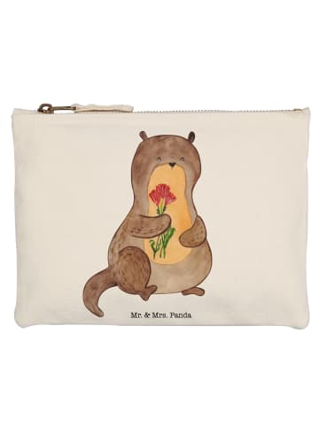 Mr. & Mrs. Panda Schminktasche Otter Blumenstrauß ohne Spruch in Weiß