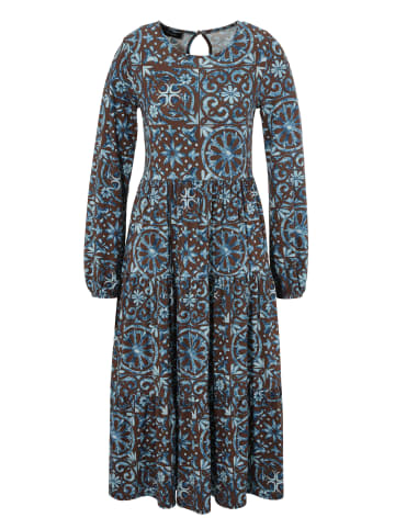 Aniston CASUAL Jerseykleid in braun-blau-hellblau-weiß