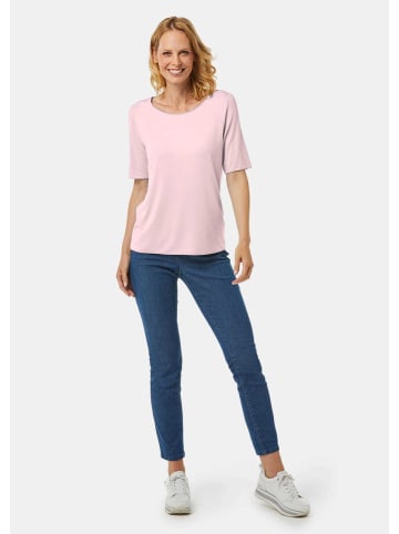 GOLDNER Kurzgröße: Halbarmshirt mit tonaler Zierkante in rosa