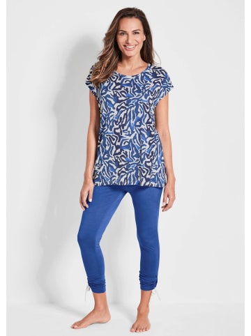 GOLDNER Kurzgröße: Moderner Strandanzug mit Druck in royalblau / gemustert