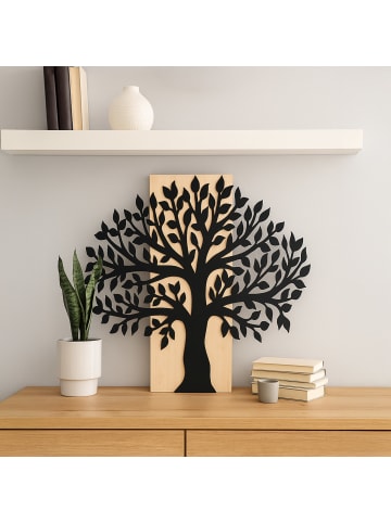 UNUS Aufhänger Metallbaum Schwarz Bambusbrett groß in Schwarz