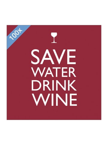 ppd 100er Set Papier Servietten 33 x 33 cm in Save Water Drink Wine