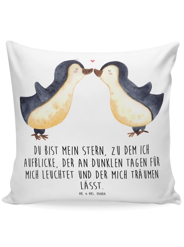 Mr. & Mrs. Panda Kissen 40x40 Pinguin Liebe mit Spruch in Weiß