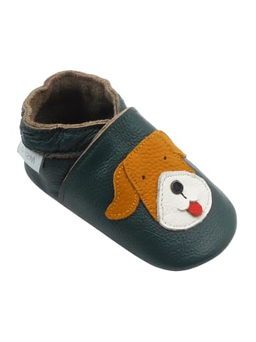 Yalion Baby Leder-Krabbelschuhe "Welpe" in Türkis