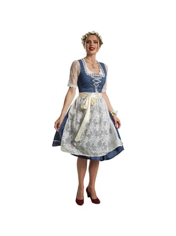 tectake Frauenkostüm Midi-Dirndl Kleinwalsertal Modell 2 in blau/weiß