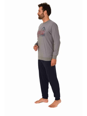 NORMANN Pyjama Schlafanzug langarm Bündchen - 70547 in grau