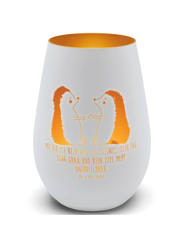 Mr. & Mrs. Panda Windlicht Igel Liebe mit Spruch in Weiß