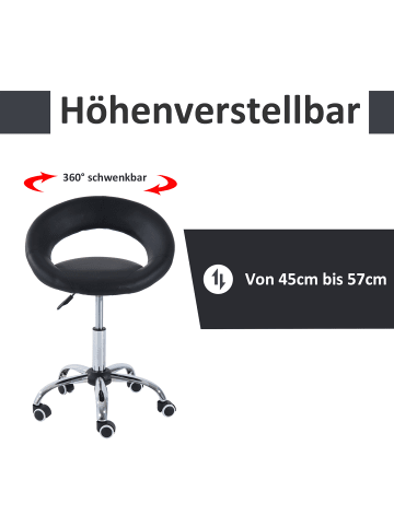 HOMCOM Rollhocker-B50 x T54 x H(66-78) cm-Schwarz