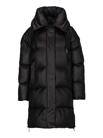 Replay Lange Nylon Jacke - Hoher Kragen in schwarz