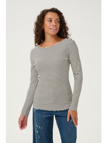 CULTURE Langarm-Shirt CUtea Fitted in Spring Gardenia/Black Stripe