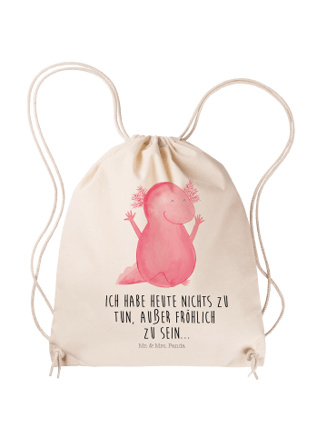 Mr. & Mrs. Panda Sportbeutel Axolotl Hurra mit Spruch in Creme