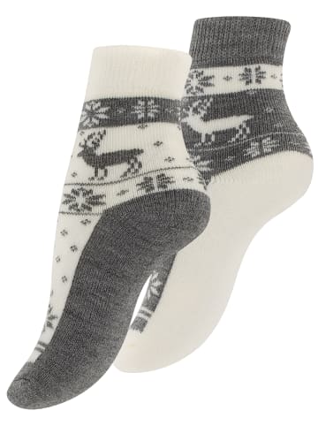 Yenita® 4 Paar Damen Thermosocken mit Innenfutter, Vollfrottee in weiss/grau