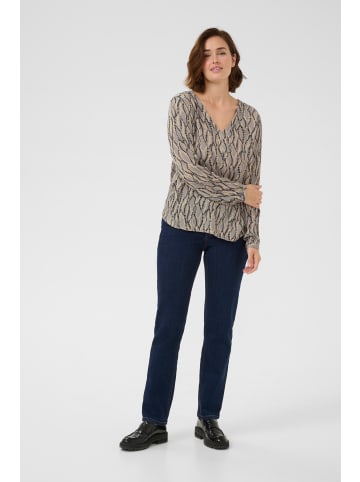 Kaffe Langarm-Bluse KAamber in Grey/Black Graphic Simili