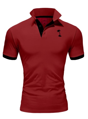 behype Poloshirt PALM in weinrot