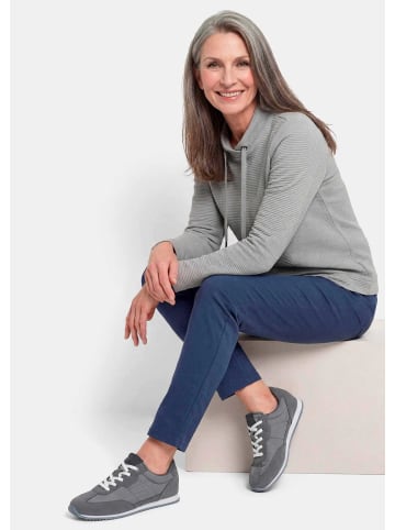 GOLDNER Langarm Viskose-Pullover, Stehbund in grau
