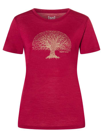 super.natural Merino T-Shirt W TREE OF KNOWLEDGE TEE in rot