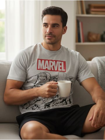 Marvel MARVEL Schlafanzug Pyjama Set Kurzarm Oberteil mit Hose in grau