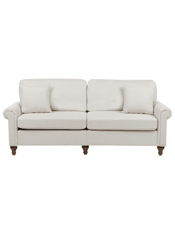 Beliani 3-Sitzer Sofa GINNERUP in Beige/Braun - (W) 195 x (H) 84 x (L) 76 cm