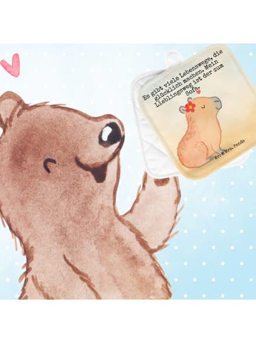 Mr. & Mrs. Panda Ofenhandschuhe Capybara Blume Design mit Spruch in Weiß
