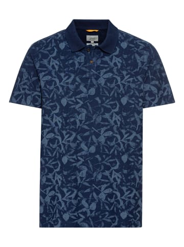 Camel Active Pique Poloshirt mit floralem Print in Blau