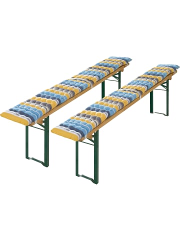 REDBEST Baumwolle, Gewebt Bierbank-Auflage 2er-Pack in blau-gelb