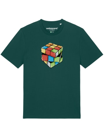 wat? Apparel T-Shirt Pixel Zauberwürfel in Dunkelgrün