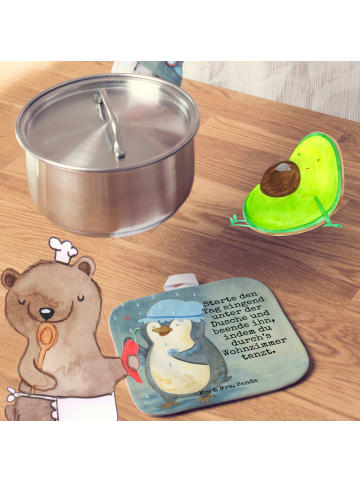 Mr. & Mrs. Panda Topfuntersetzer Pinguin Duschen Design mit Spruch in Weiß