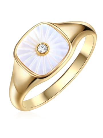 Glanzstücke München Ring Sterling Silber Zirkonia Perlmutt in gelbgold