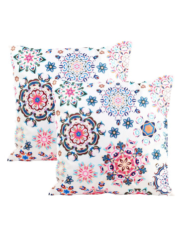 JACK 2er Set Motiv Outdoor Kissenhülle Kissenbezug 45x45cm in Mandala Rosa