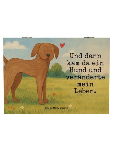 Mr. & Mrs. Panda Holzkiste mit Deckel Hund Dogge Design mit Spruch in Weiß