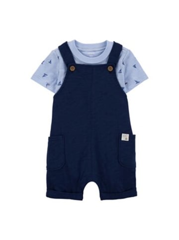 carter's 2-tlg. Set Body kurzarm und Sweat-Latzhose Boote in Blau