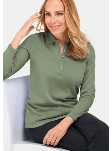 GOLDNER Pullover Unkomplizierter Pullover mit Polokragen in eisgrün