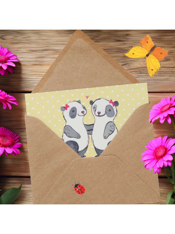 Mr. & Mrs. Panda Deluxe Karte Liebe Schwester mit Spruch in Gelb Pastell