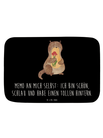 Mr. & Mrs. Panda Badteppich Otter Blumenstrauß mit Spruch in Schwarz
