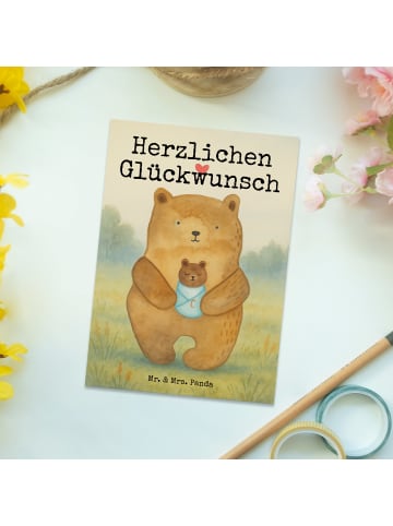 Mr. & Mrs. Panda Ansichtskarte Bär Baby Design mit Spruch in Weiß