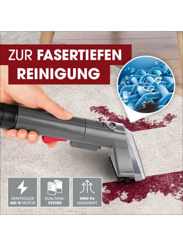 Clean Maxx Polster- & Teppichreiniger 400W anthrazit/rot  grau